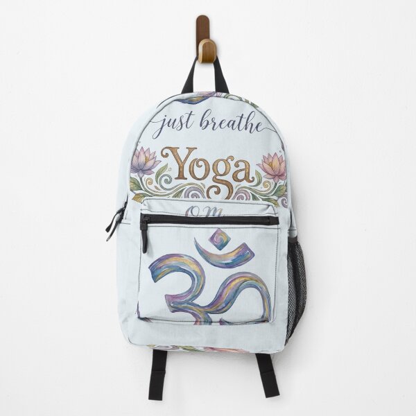 Item preview, Om Symbol Just Breathe – Watercolor Lotus Flower Yoga Art - Soft Sky Blue edition designed and sold by Miss Cutie Designs.