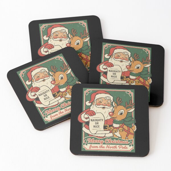 Item preview, Vintage retro illustration of Santa Claus and Rudolph designed and sold by KLSproduct.
