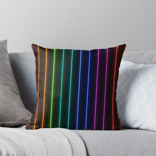 Item preview, Neon Rainbow Vertical Lines Seamless Pattern – Glowing Light Stripes on Dark Background designed and sold by Sksticker991.
