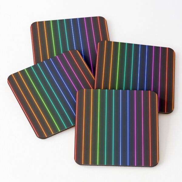 Item preview, Neon Rainbow Vertical Lines Seamless Pattern – Glowing Light Stripes on Dark Background designed and sold by Sksticker991.