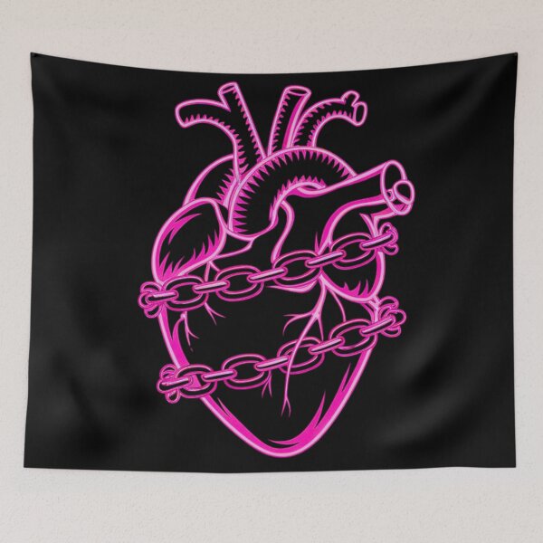 Item preview, Chained Heart Neon Anatomy Illustration Symbolizing Emotional Strength, Love Restraint, Inner Pain, and Personal Boundaries designed and sold by BestDetailer.