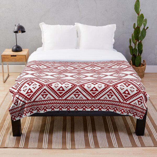 Artikelvorschau, Rotes geometrisches nahtloses Folk-Muster entworfen und verkauft von Modular Prints.