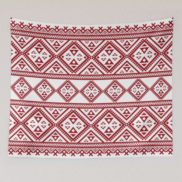 Item preview, Patrón geométrico sin costuras folklórico rojo designed and sold by Modular Prints.