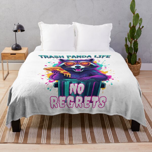 Item preview, Neon Trash Panda Life Pizza Raccoon No Regrets Art designed and sold by MotivaChic.