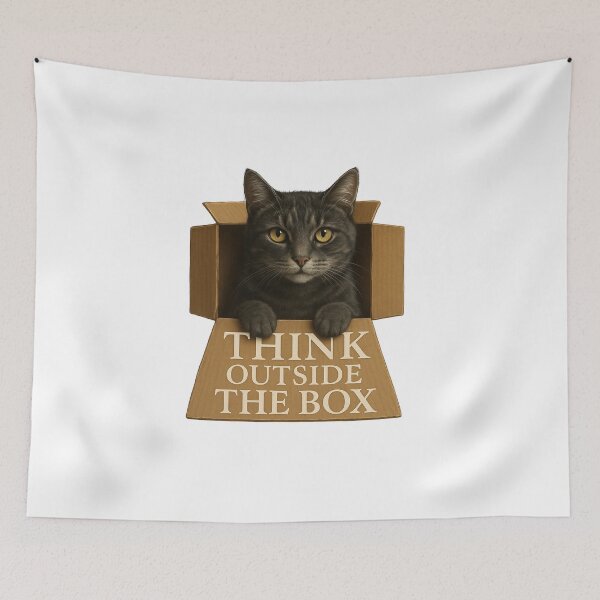 Item preview, Think Outside the Box – Smart Cat Inspirational Art designed and sold by the-dovlat.