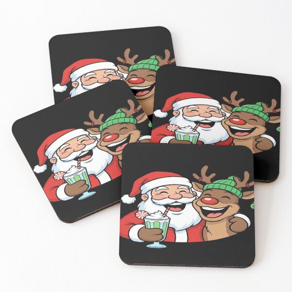 Item preview, Funny cartoon Santa Claus and Rudolph laughing together designed and sold by KLSproduct.