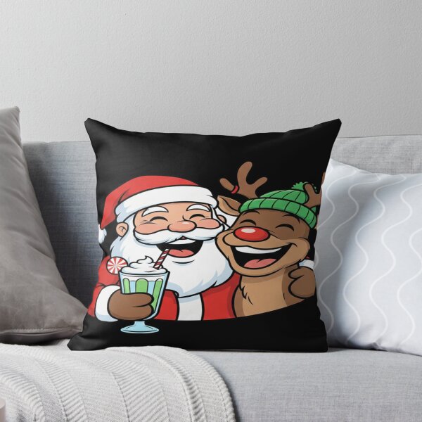 Item preview, Funny cartoon Santa Claus and Rudolph laughing together designed and sold by KLSproduct.