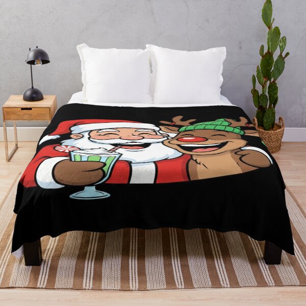 Item preview, Funny cartoon Santa Claus and Rudolph laughing together designed and sold by KLSproduct.