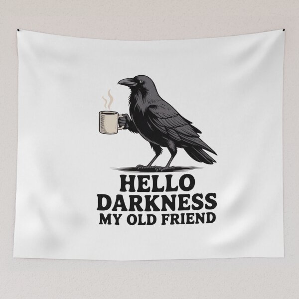 Item preview, Hello Darkness My Old Friend Crow Coffee Shirt | Funny Gothic Bird Mug Vintage Retro  designed and sold by Printsouf.