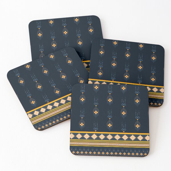 Item preview, Thai Silk Geometric Pattern in Navy Blue and Gold designed and sold by Modular Prints.