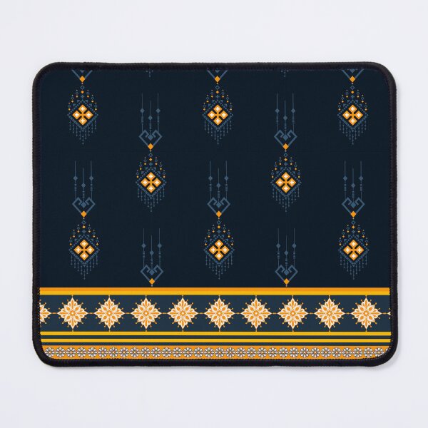Item preview, Thai Silk Geometric Pattern in Navy Blue and Gold designed and sold by Modular Prints.