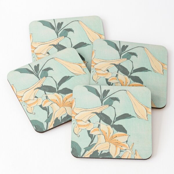 Item preview, Hokusai Lilies - Vintage Japanese Floral Woodblock Print designed and sold by Open Canvas.