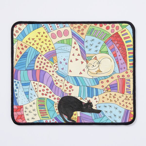 Item preview, Catnap Kaleidoscope – Colourful Patchwork Cats designed and sold by MiowandMolly.