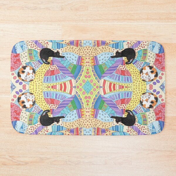 Item preview, Catnap Kaleidoscope – Colourful Patchwork Cats designed and sold by MiowandMolly.