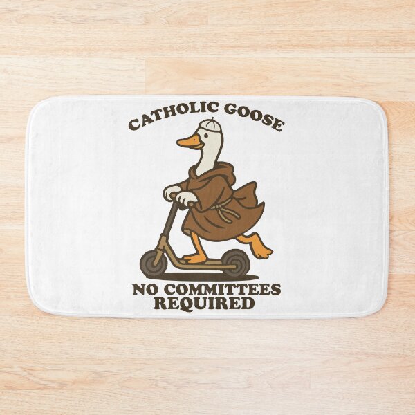 Item preview, Catholic Goose Riding Scooter Funny Retro Religious Cartoon designed and sold by MotivaChic.
