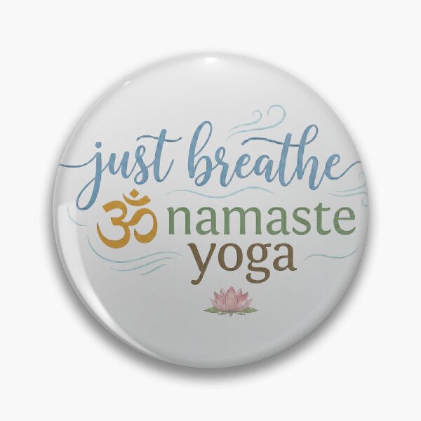 Artikelvorschau, Just Breathe Namaste Yoga – Om-Symbol & Lotusblume – Weiße Edition entworfen und verkauft von Miss Cutie Designs.