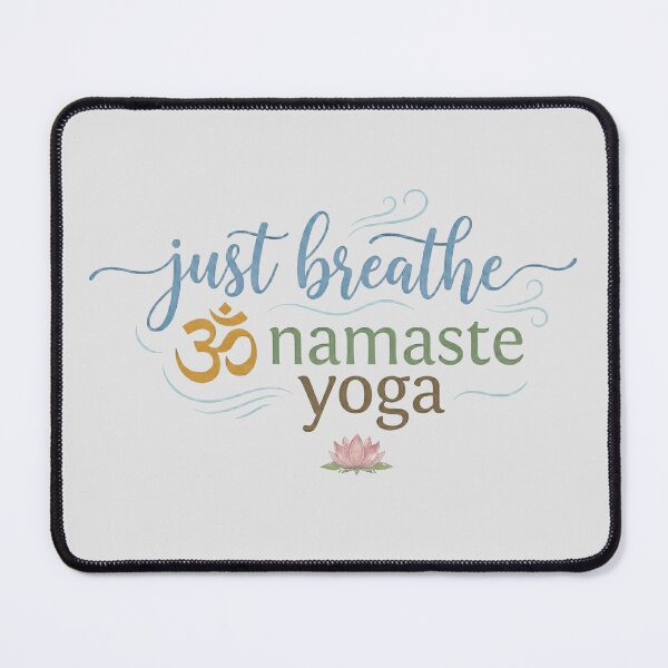 Item preview, Just Breathe Namaste Yoga - Om Symbol & Lotus Flower - White edition designed and sold by Miss Cutie Designs.