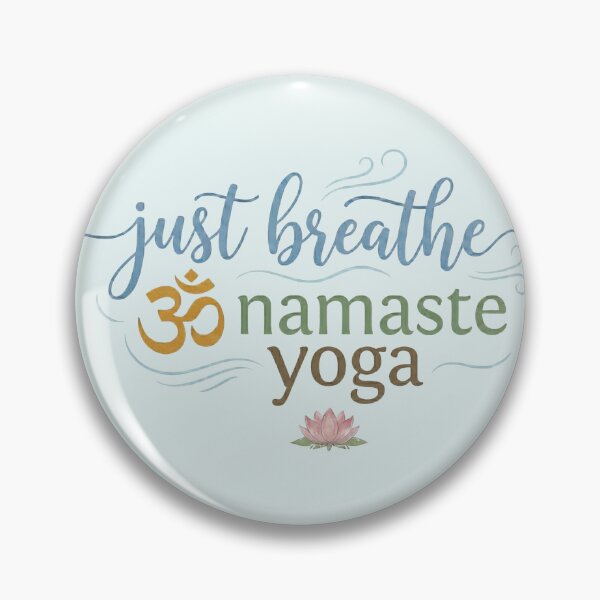 Item preview, Just Breathe Namaste Yoga - Om Symbol & Lotus Flower - Azure Mist blue edition designed and sold by Miss Cutie Designs.
