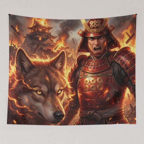 Item preview, Lámina artística de Samurái Sanada Yukimura | Legendario guerrero con armadura roja de Sengoku, Japón | Serie Mori no Akari designed and sold by Mori-no-Akari.