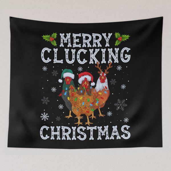 Item preview, Merry Clucking Christmas Funny Chicken Wearing Santa Hats Holiday designed and sold by AnsadoWinu.