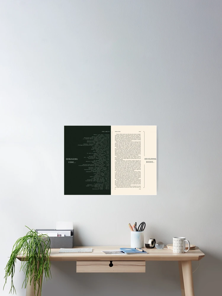 Thumbnail 2 of 3, Poster, Software Developer Reader – Debugging Code, Devouring Books designed and sold by Scattered-Words.