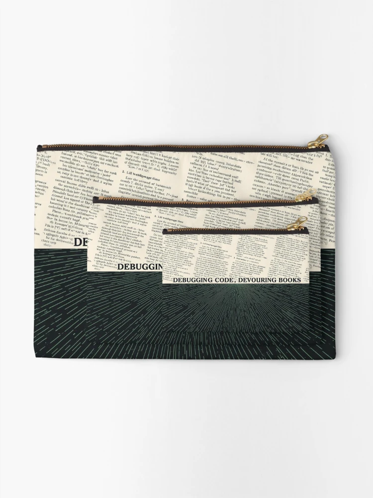 Thumbnail 2 of 4, Zipper Pouch, Software Developer Reader – Debugging Code, Devouring Books 2 designed and sold by Scattered-Words.