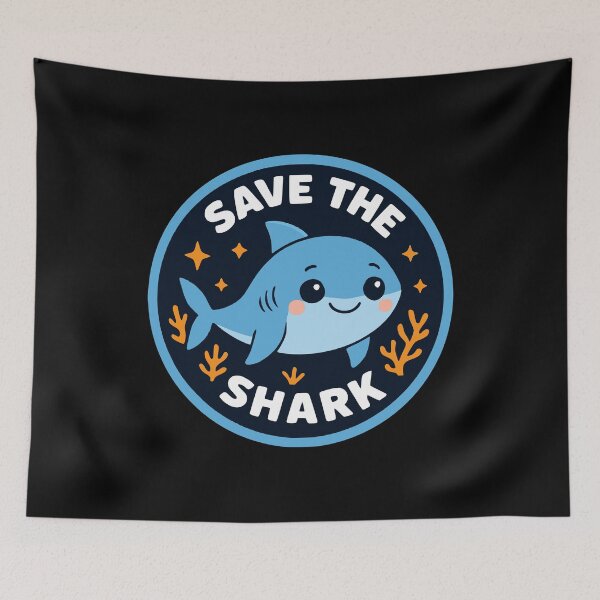 Item preview, Save the Shark Cute Cartoon Illustration – Ocean Conservation Shark Design designed and sold by Visual-digital.
