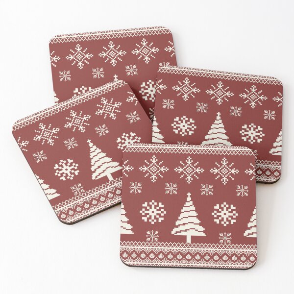Item preview, Patrón clásico de árbol de Navidad Fair Isle rojo designed and sold by Modular Prints.