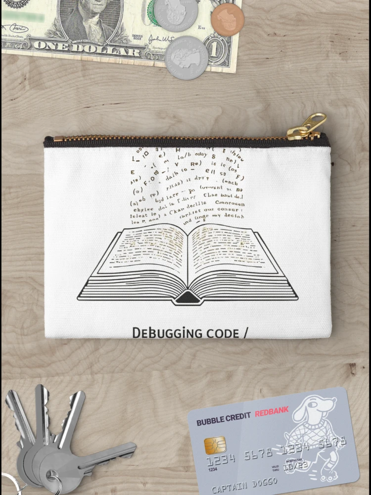 Thumbnail 3 of 4, Zipper Pouch, Software Developer Reader – Debugging Code, Devouring Books 3 designed and sold by Scattered-Words.