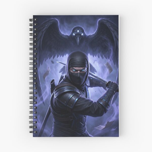 Item preview, Shadow Ninja Art Print | Dark Shinobi with Raven Spirit | Japanese Fantasy Warrior | Mori no Akari Series designed and sold by Mori-no-Akari.