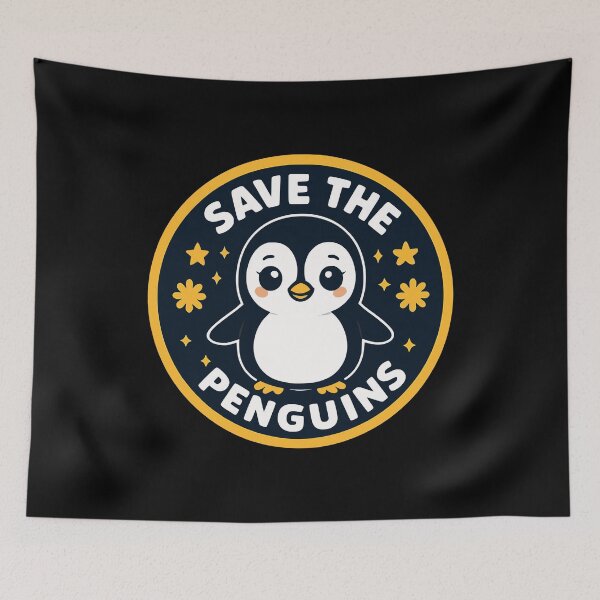 Item preview, Save the Penguins Cute Cartoon Illustration – Penguin Conservation Design designed and sold by Visual-digital.