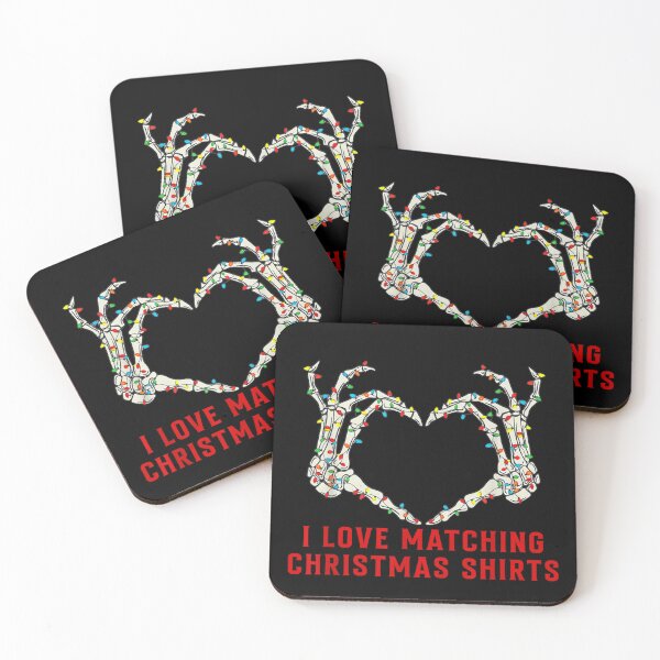 Item preview, I Love Matching Christmas Shirts Skeleton Hands Heart Holiday Lights designed and sold by DorikoKazan.