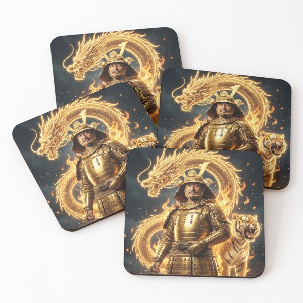 Artikelvorschau, Toyotomi Hideyoshi Samurai Kunstdruck | Goldener Drache Kriegsherr von Sengoku Japan | Mori no Akari-Serie entworfen und verkauft von Mori-no-Akari.
