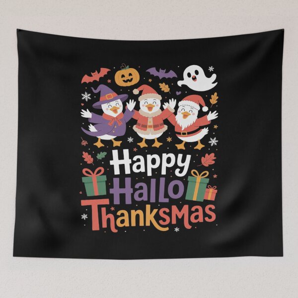 Item preview, Duck Halloween Thanksgiving Christmas Happy Hallothanksmas  designed and sold by RoyTill0Art.