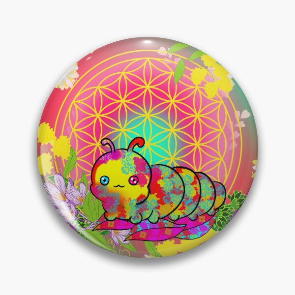 Item preview, Kawaii Flower of Life Caterpillar – Colorful and Spiritual Flower of Life designed and sold by Herami.