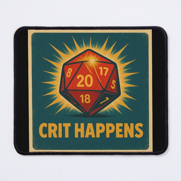 Item preview, Crit Happens – D20 Critical Hit RPG Dice Humor designed and sold by Galskap.