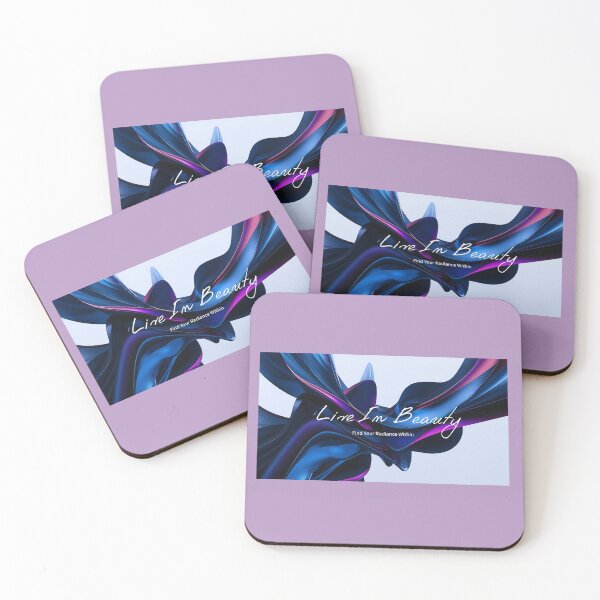 Item preview, Live in Beauty - Soft Blue and Purple Ribbon Typography Art designed and sold by liveinbeauty.