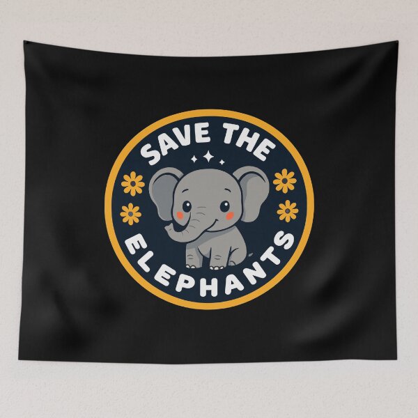 Item preview, Save the Elephants Cute Cartoon Illustration – Elephant Conservation Design designed and sold by Visual-digital.