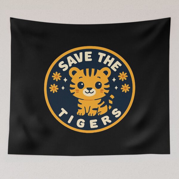 Item preview, Save the Tigers Cute Cartoon Illustration – Tiger Conservation Wildlife Design designed and sold by Visual-digital.