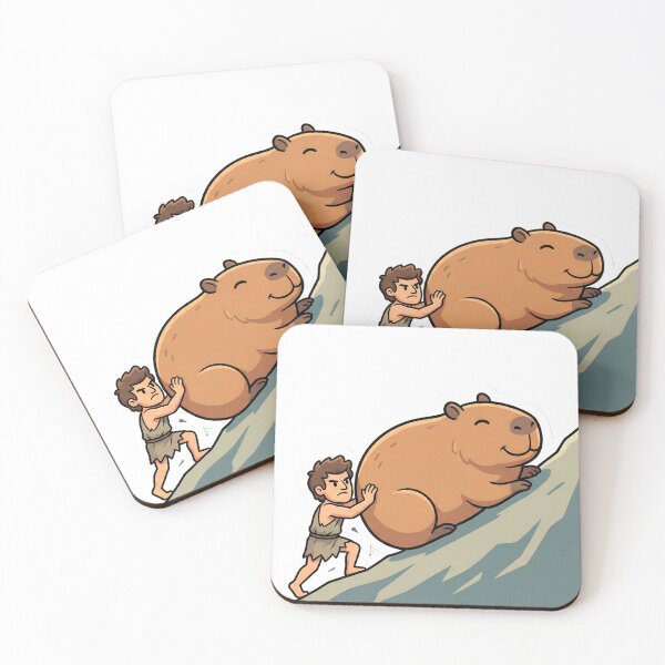 Item preview, Sisyphus Pushing Happy Capybara Meme Art designed and sold by StickyGuys.