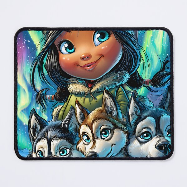Item preview, Girl with Huskies under the Aurora Borealis Sky designed and sold by Artessie.