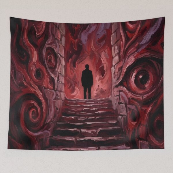 Item preview, Existential Stairway – Dark Surreal Nihilism Painting designed and sold by Visualynx.