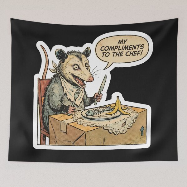 Item preview, Vintage Comic Possum Fine Dining Trash Meme designed and sold by StickyGuys.