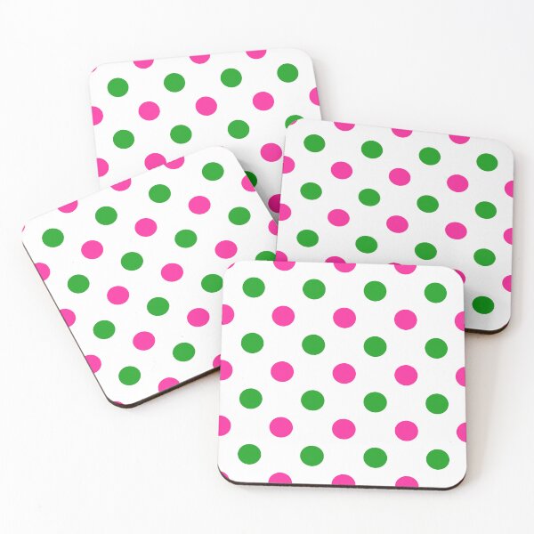 Item preview, Green Pink Polka Dots On White Background Design  designed and sold by PatternTitan.