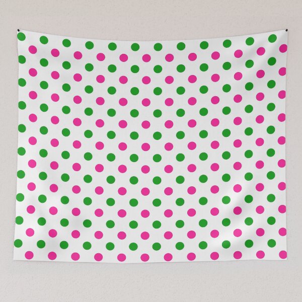 Item preview, Green Pink Polka Dots On White Background Design  designed and sold by PatternTitan.