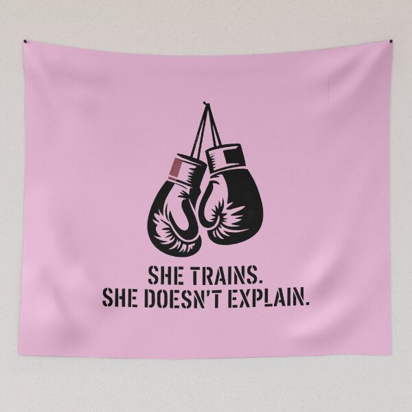 Item preview, She Trains. She Doesn’t Explain. – Female Fighter Street Art Tee designed and sold by WSPrintCrafter.