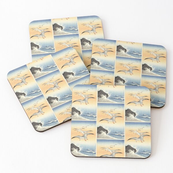 Item preview, Five Seagulls Above Turbulent Sea by Ohara Koson : Coastal Japanese Poster designed and sold by artofuniverse.