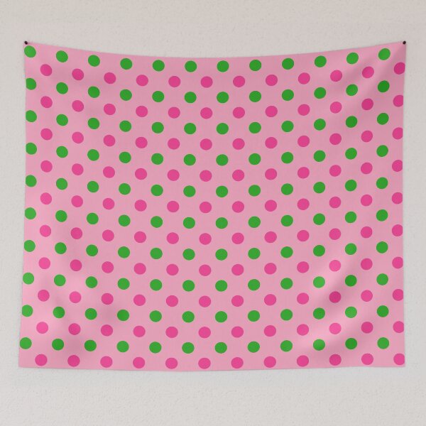 Item preview, Green Pink Polka Dots On Pink Background Design  designed and sold by PatternTitan.