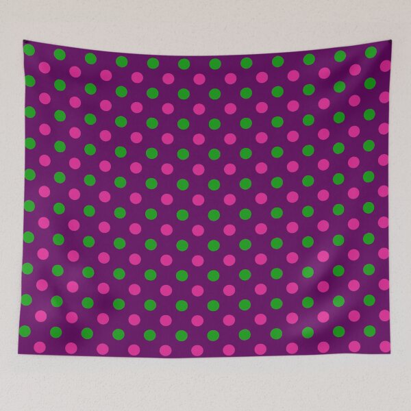 Item preview, Green Pink Polka Dots On Purple Background Design  designed and sold by PatternTitan.