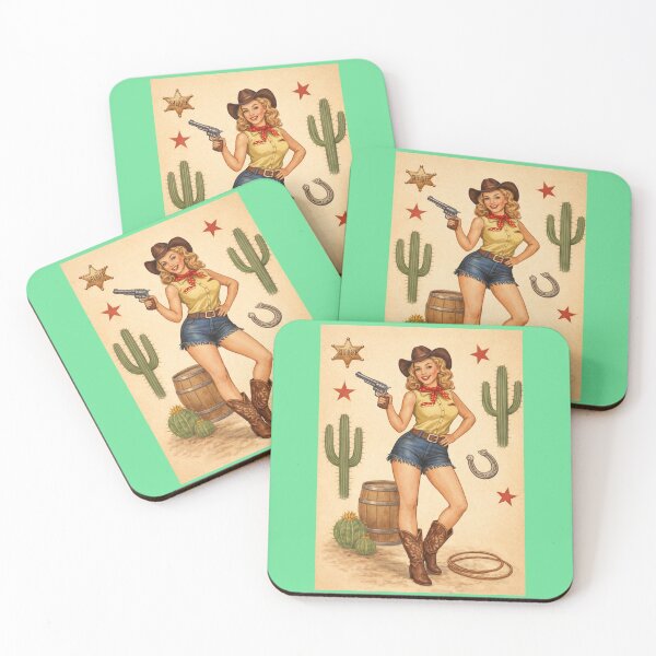 Item preview, Cowgirl Pin-Up Retro Western Charm designed and sold by Willyboy16.